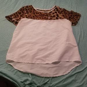 Flowy animal print/white shirt